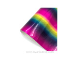 Rainbow holographic PU faux neon leather fabric